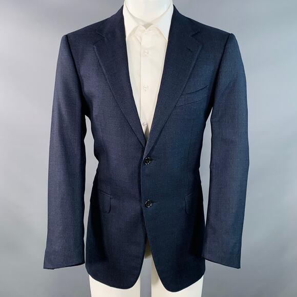 ERMENEGILDO ZEGNA Size 40 Navy Black Checkered Wool Sport Coat